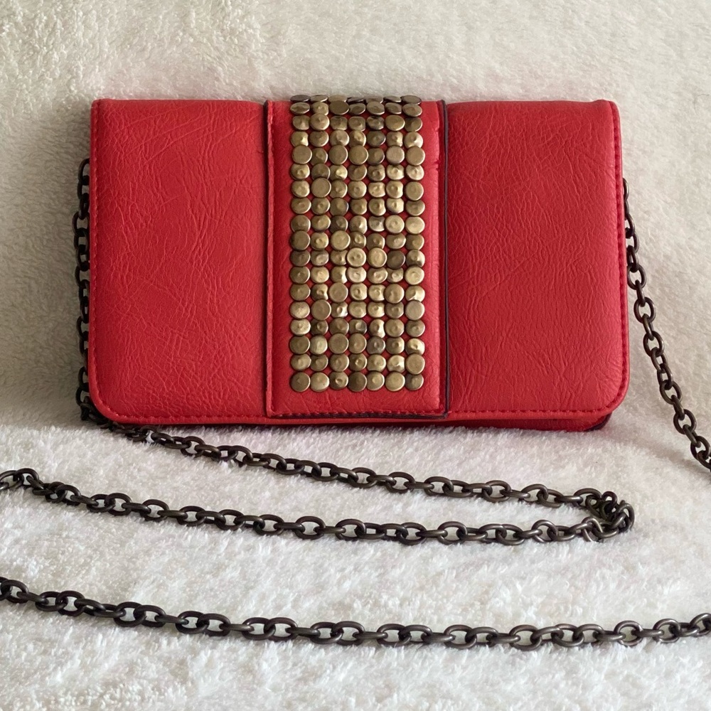 Street Level Orange/Coral Studded Purse